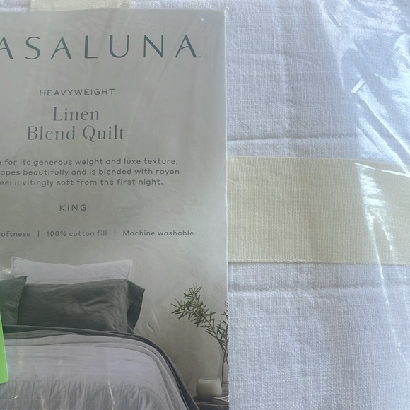 Casaluna Bedding King Heavy Weight Linen Blend Quilt Casaluna White
